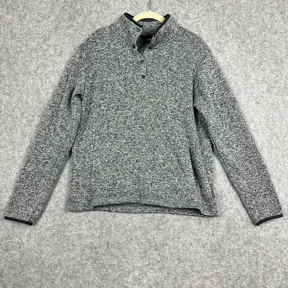 Eddie Bauer Mock Neck Fleece Pullover Womens L Snap Soft Warm Outdoor Pockets